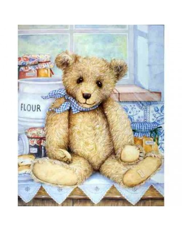 Ours en peluche dans la cuisine