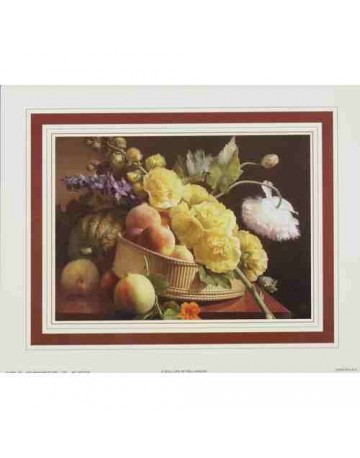 Nature morte de roses trémières